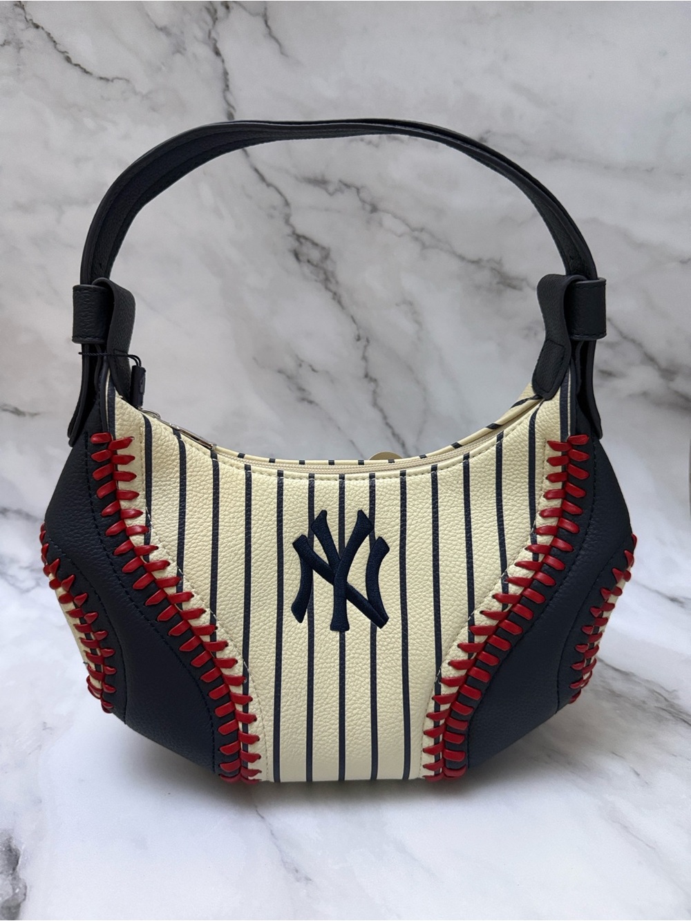 Montana West Navy, Cream & Red Baseball-Style Hobo Shoulder Bag